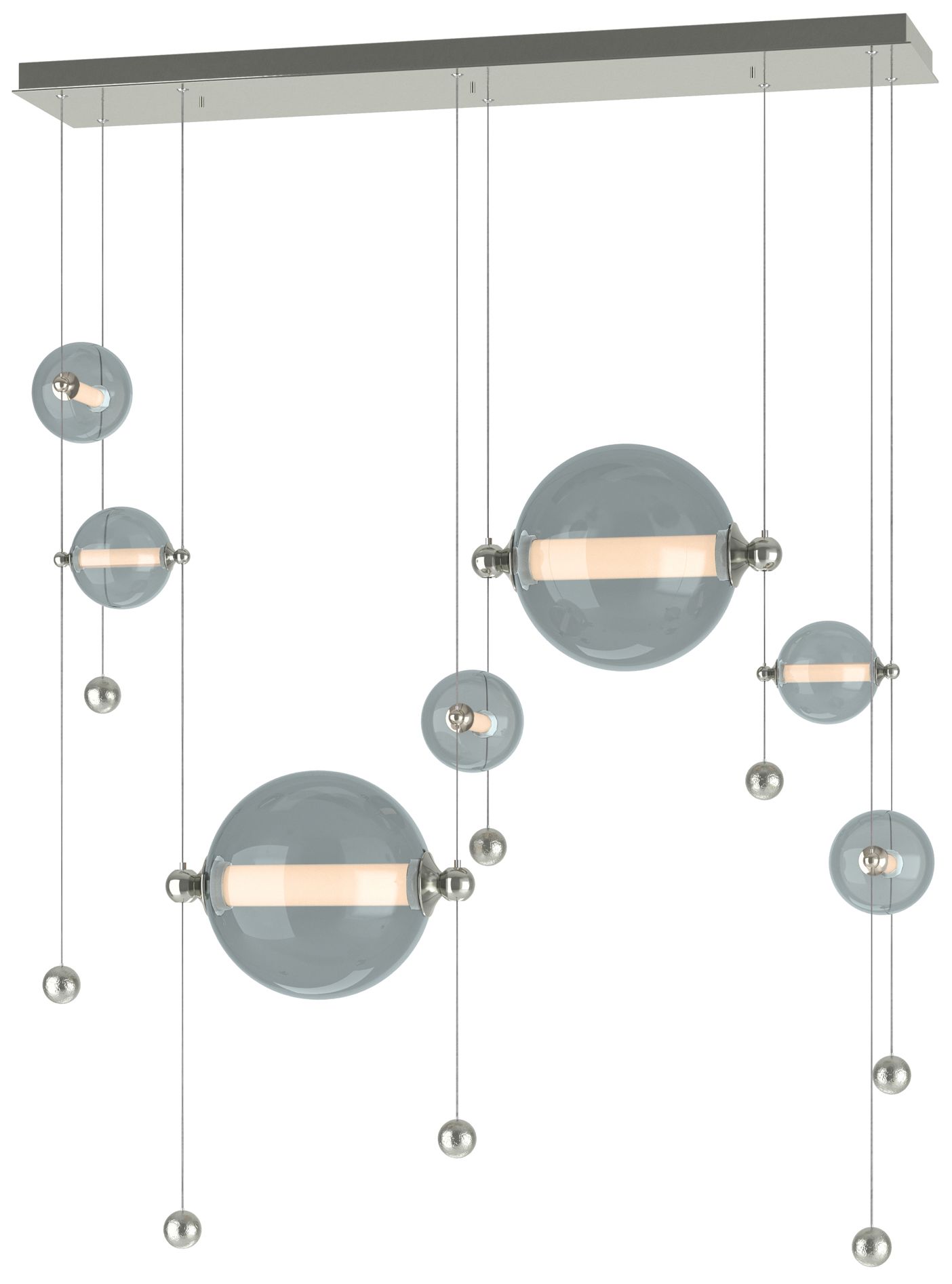 Abacus 7-Light Double Linear LED Pendant Sterling Cool Grey Made to Order