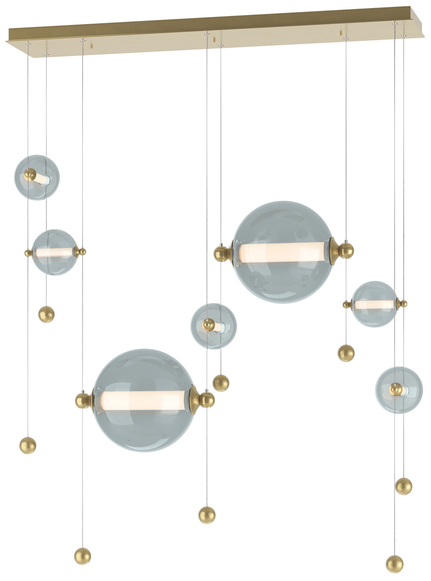 Abacus 7-Light Linear LED Pendant Modern Brass Cool Grey Made to Order