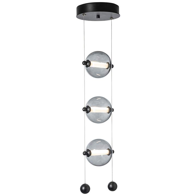 Image 1 Abacus 8.8" Wide 3-Light Black Cool Grey Glass Pendant
