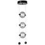 Abacus 8.8" Wide 3-Light Black Cool Grey Glass Pendant