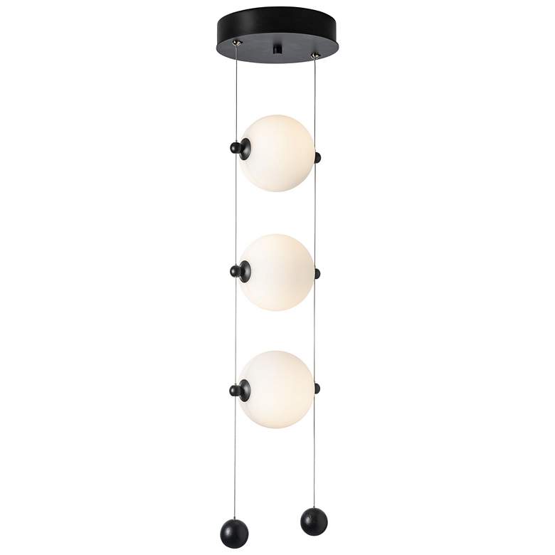 Image 1 Abacus 8.8" Wide 3-Light Black Opal Glass Pendant