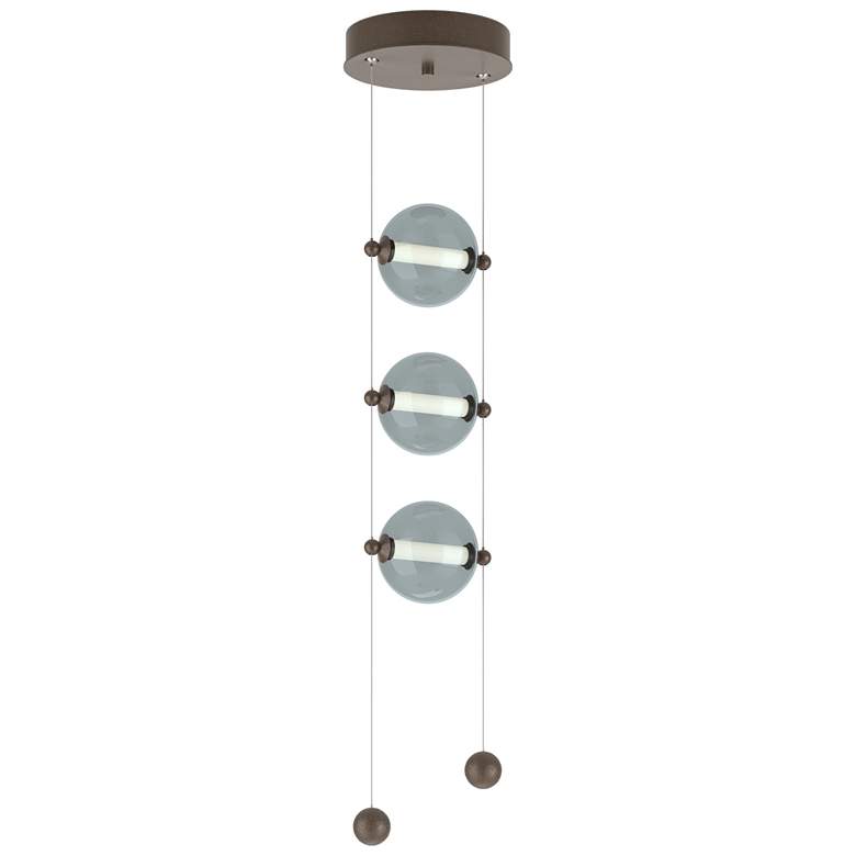 Image 1 Abacus 8.8" Wide 3-Light Bronze Standard LED Pendant w/ Cool Grey Shad