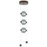 Abacus 8.8" Wide 3-Light Bronze Standard LED Pendant w/ Cool Grey Shad