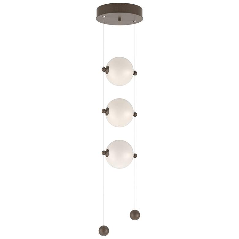 Image 1 Abacus 8.8" Wide 3-Light Bronze Standard LED Pendant With Opal Glass S