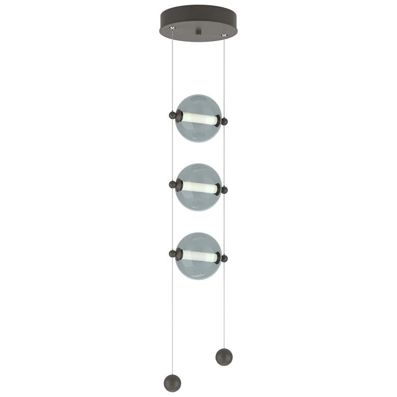 Image 1 Abacus 8.8" Wide 3-Light Dark Smoke Standard LED Pendant w/ Cool Grey
