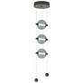 Abacus 8.8" Wide 3-Light Dark Smoke Standard LED Pendant w/ Cool Grey