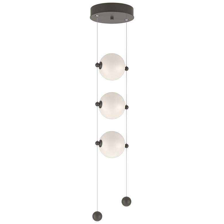 Image 1 Abacus 8.8" Wide 3-Light Dark Smoke Standard LED Pendant w/ Opal Shade