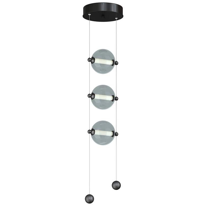 Image 1 Abacus 8.8" Wide 3-Light Ink Standard LED Pendant w/ Cool Grey Glass S