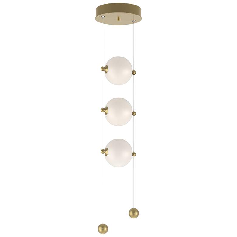 Image 1 Abacus 8.8" Wide 3-Light Modern Brass Standard LED Pendant w/ Opal Sha