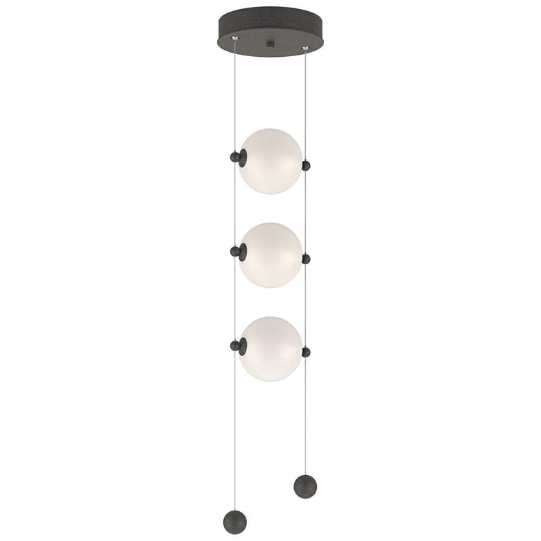 Image 1 Abacus 8.8" Wide 3-Light Natural Iron Standard LED Pendant w/ Opal Sha