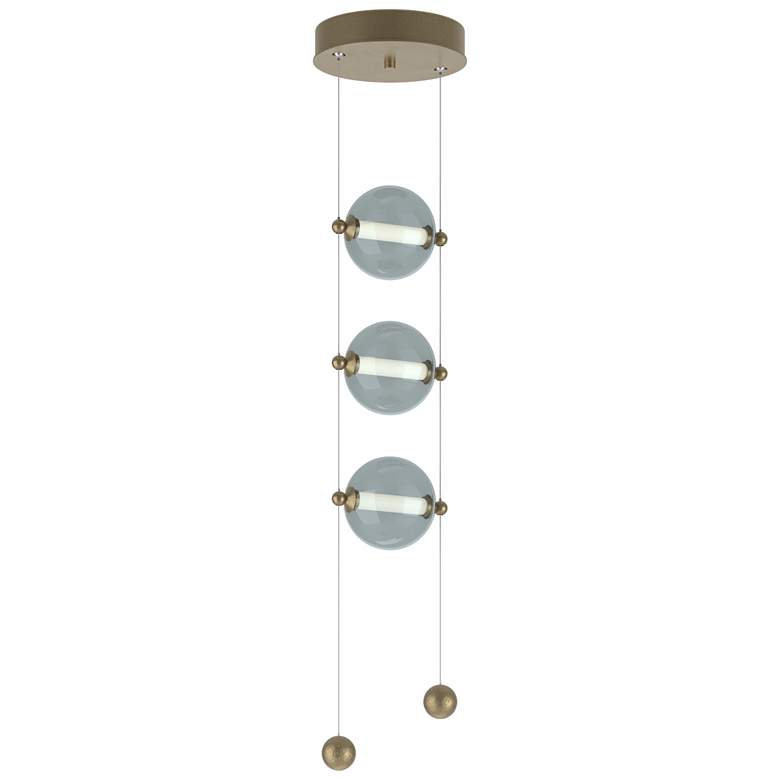 Image 1 Abacus 8.8" Wide 3-Light Soft Gold Standard LED Pendant w/ Cool Grey S