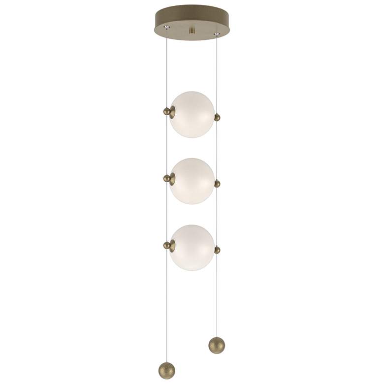 Image 1 Abacus 8.8" Wide 3-Light Soft Gold Standard LED Pendant w/ Opal Glass