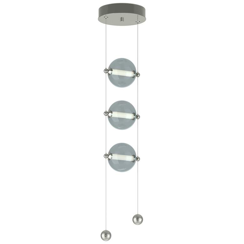 Image 1 Abacus 8.8" Wide 3-Light Sterling Standard LED Pendant w/ Cool Grey Sh