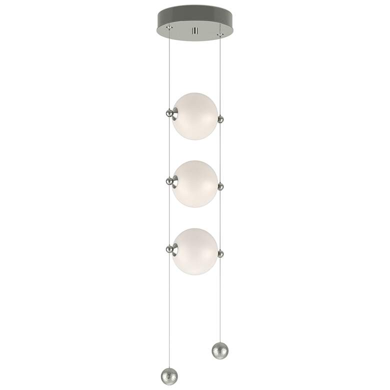 Image 1 Abacus 8.8" Wide 3-Light Sterling Standard LED Pendant w/ Opal Glass S