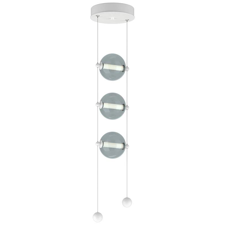 Image 1 Abacus 8.8 inch Wide 3-Light White Standard LED Pendant w/ Cool Grey Shade