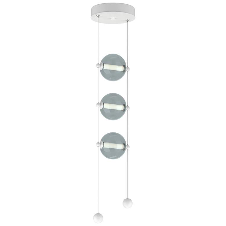 Image 1 Abacus 8.8" Wide 3-Light White Standard LED Pendant w/ Cool Grey Shade