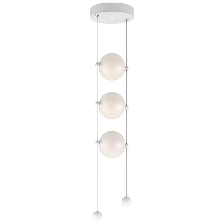 Image 1 Abacus 8.8 inch Wide 3-Light White Standard LED Pendant With Opal Glass Sh