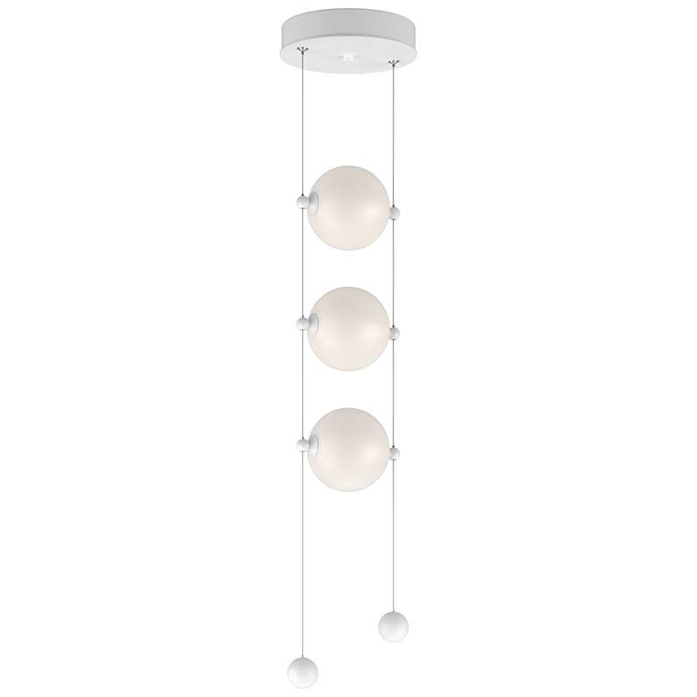 Image 1 Abacus 8.8" Wide 3-Light White Standard LED Pendant With Opal Glass Sh