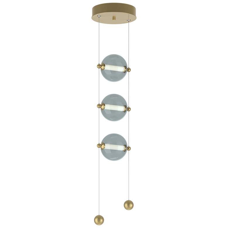 Image 1 Abacus 8.8"W 3-Light Modern Brass Standard LED Pendant w/ Cool Grey Sh