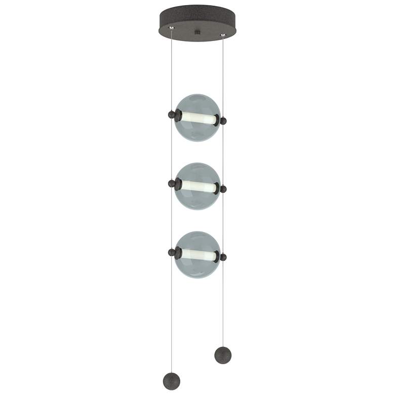Image 1 Abacus 8.8"W 3-Light Natural Iron Standard LED Pendant w/ Cool Grey Sh