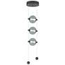 Abacus 8.8"W 3-Light Natural Iron Standard LED Pendant w/ Cool Grey Sh