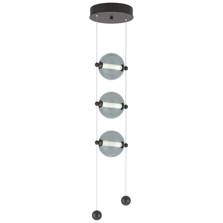 Image 1 Abacus 8.8"W 3-Light Oiled Bronze Standard LED Pendant w/ Cool Grey Sh