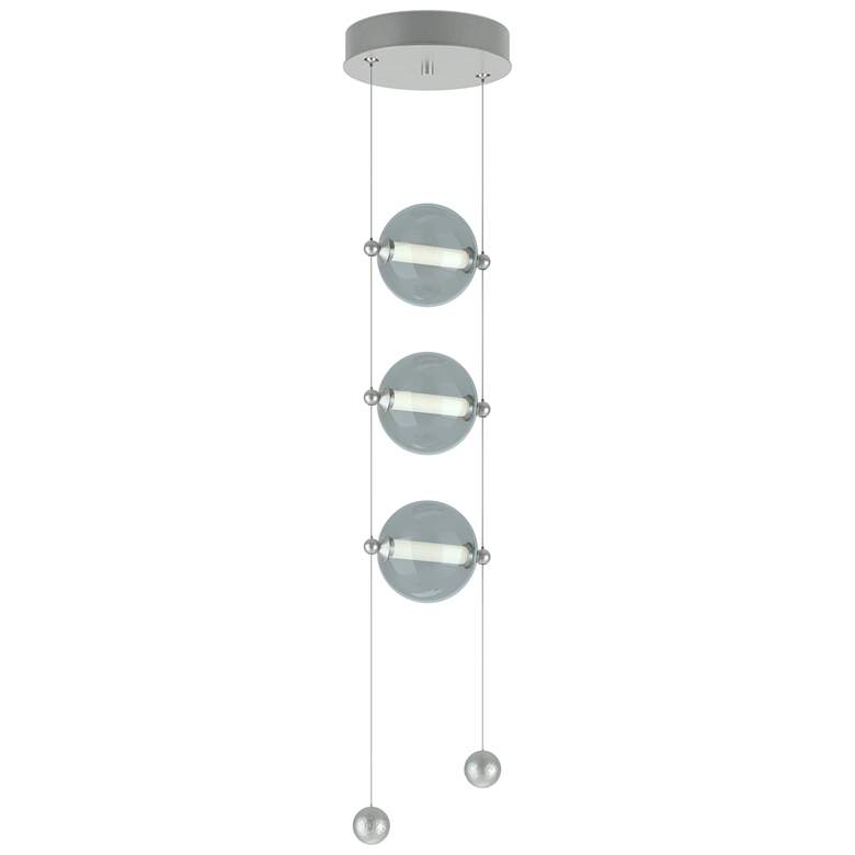 Image 1 Abacus 8.8"W 3-Light Platinum Standard LED Pendant w/ Cool Grey Shade