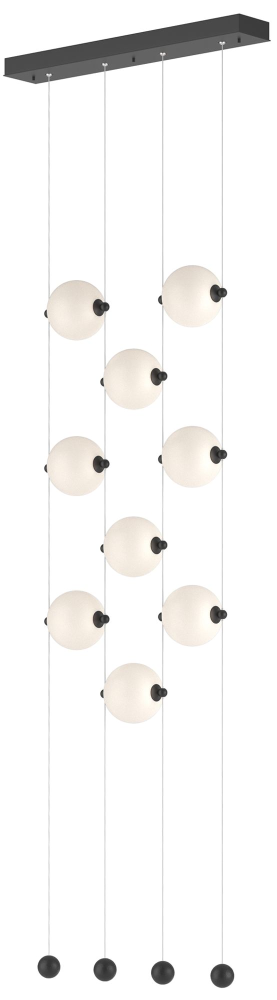 Abacus 9-Light Ceiling-to-Floor LED Pendant - Black - Opal - Made to Order