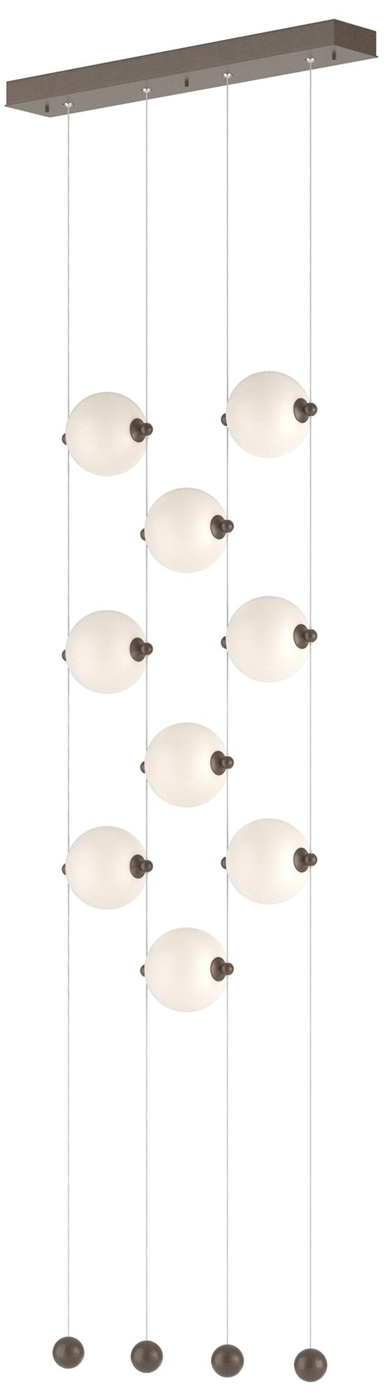 Abacus 9-Light Ceiling-to-Floor LED Pendant - Bronze - Opal - Made to Order