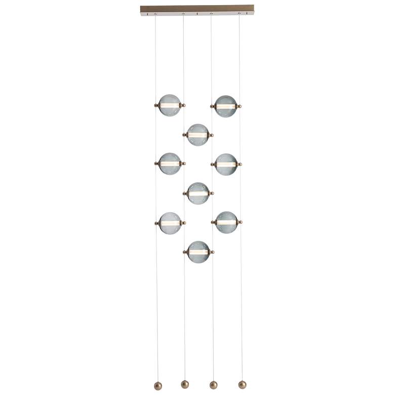 Image 1 Abacus 9-Light Ceiling-to-Floor LED Pendant - Gold - Grey Glass - Standard