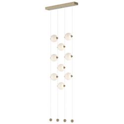Abacus 9-Light Ceiling-to-Floor LED Pendant - Gold - Opal