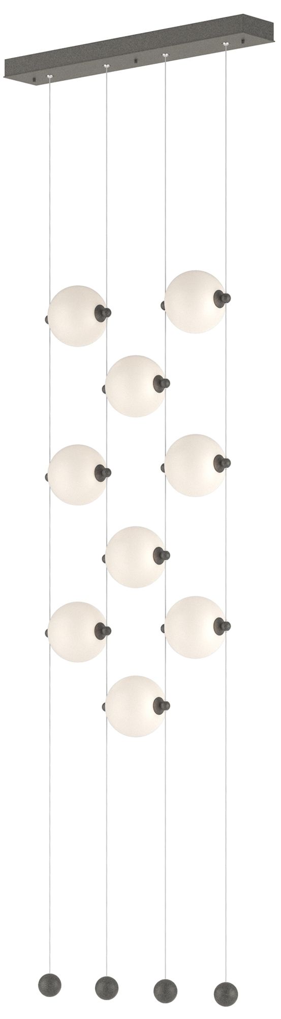 Abacus 9-Light Ceiling-to-Floor LED Pendant - Iron - Opal - Made to Order