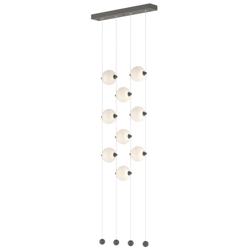 Abacus 9-Light Ceiling-to-Floor LED Pendant - Iron - Opal