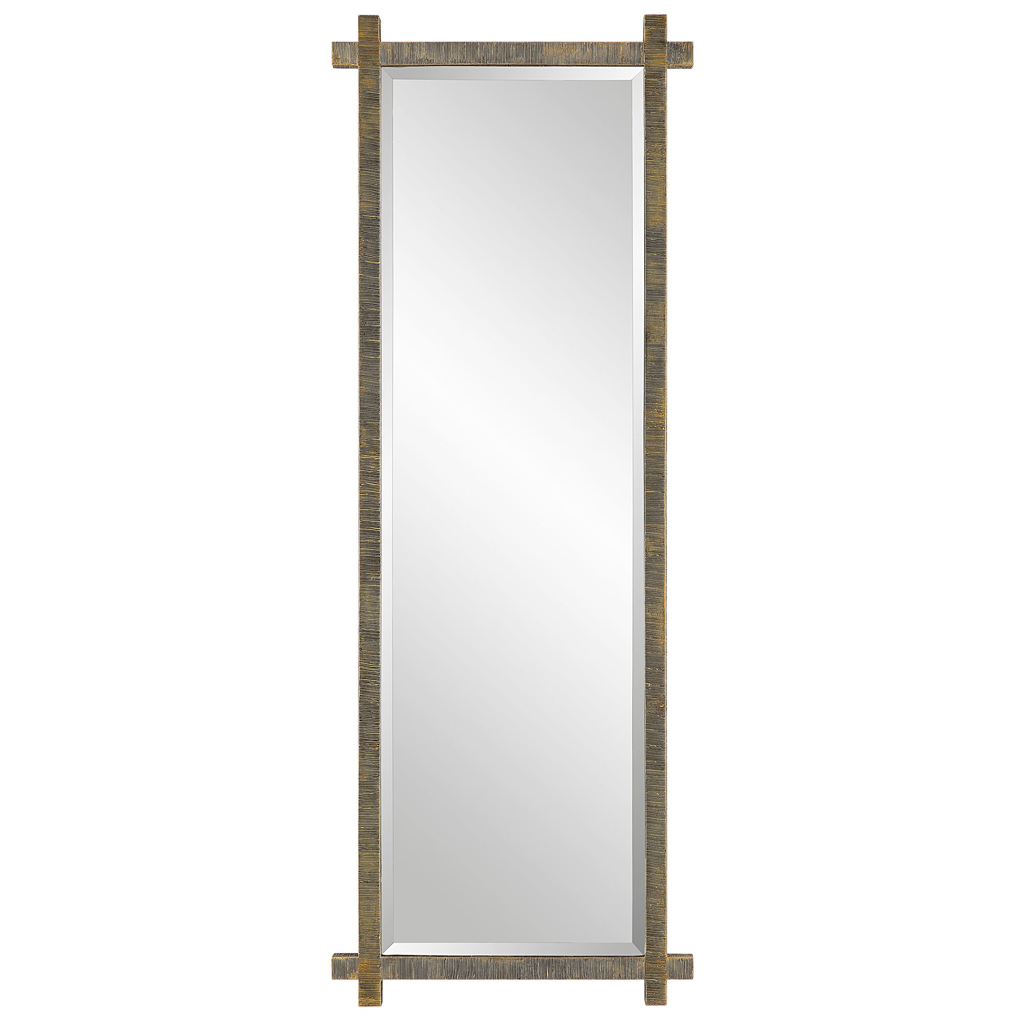 Image 3 Abanu 30" x 39 3/4" Rustic Gold Ribbed Frame Wall Mirror