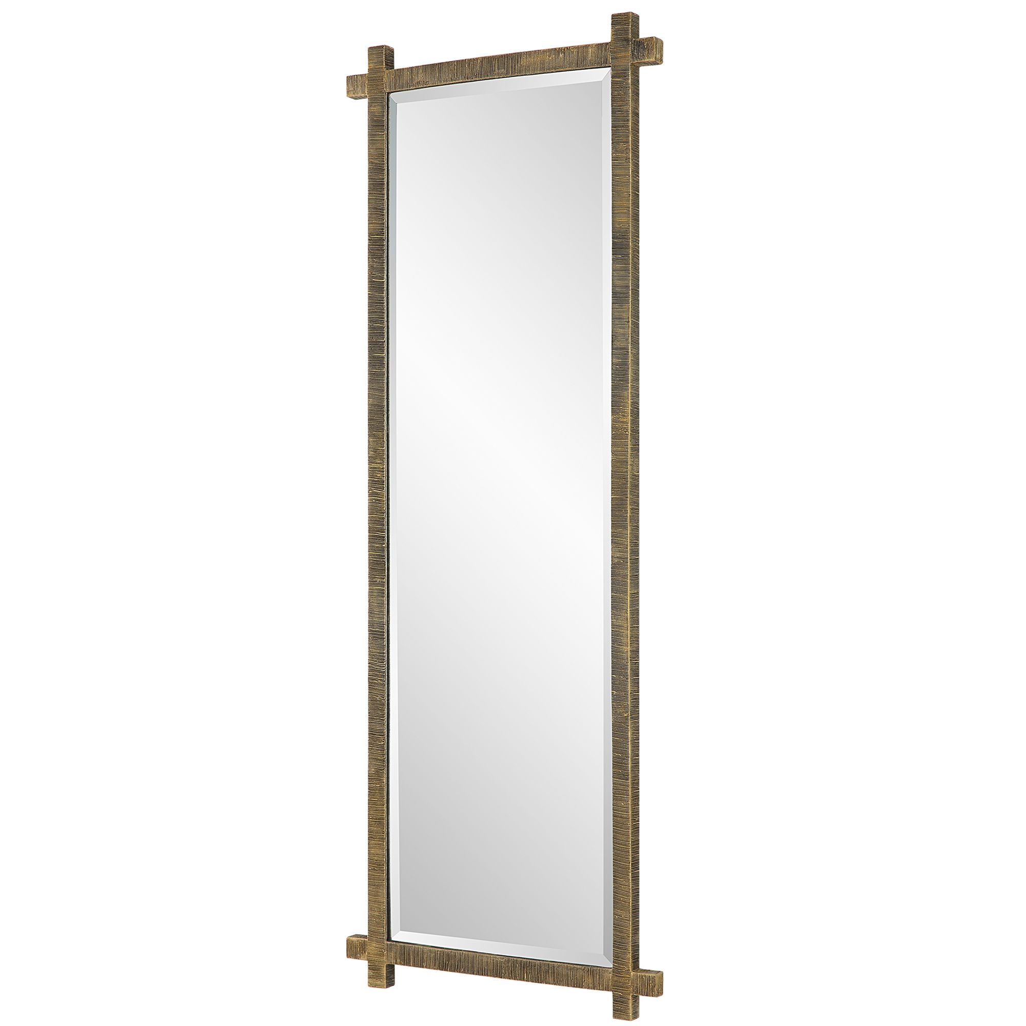 Image 6 Abanu 30" x 39 3/4" Rustic Gold Ribbed Frame Wall Mirror more views