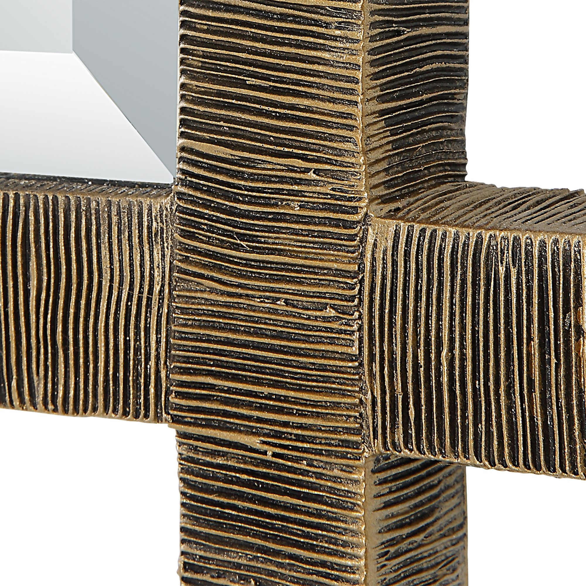 Image 7 Abanu 30" x 39 3/4" Rustic Gold Ribbed Frame Wall Mirror more views