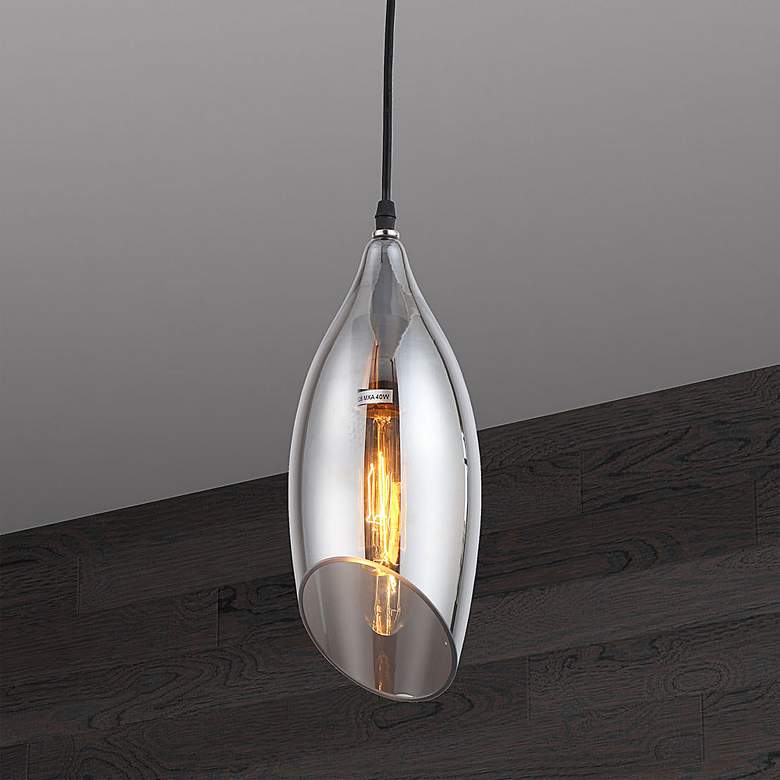 Image 1 Abba 5" Wide Black and Smoke Glass Mini Pendant