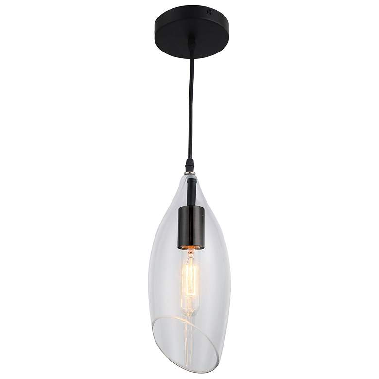 Image 1 Abba 5" Wide Black Mini Pendant with Clear Glass