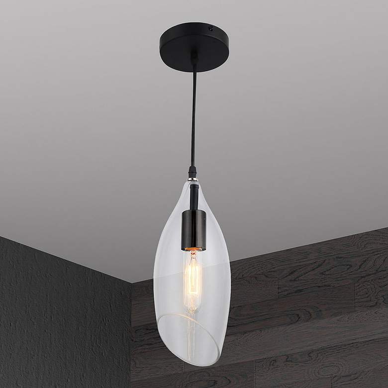 Image 1 Abba 5" Wide Black Mini Pendant with Clear Glass