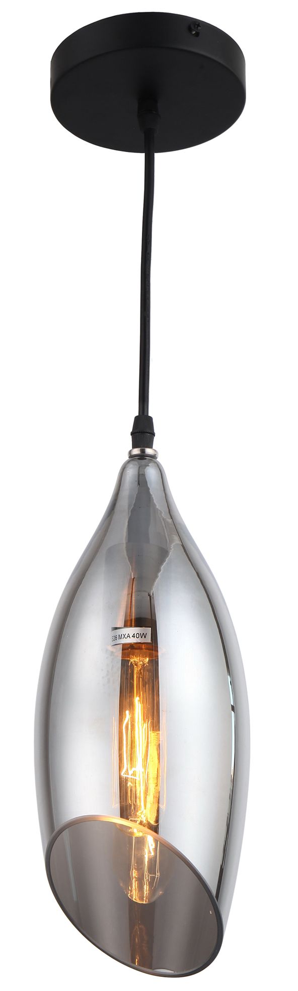 Image 2 Abba 5" Wide Black Pendant