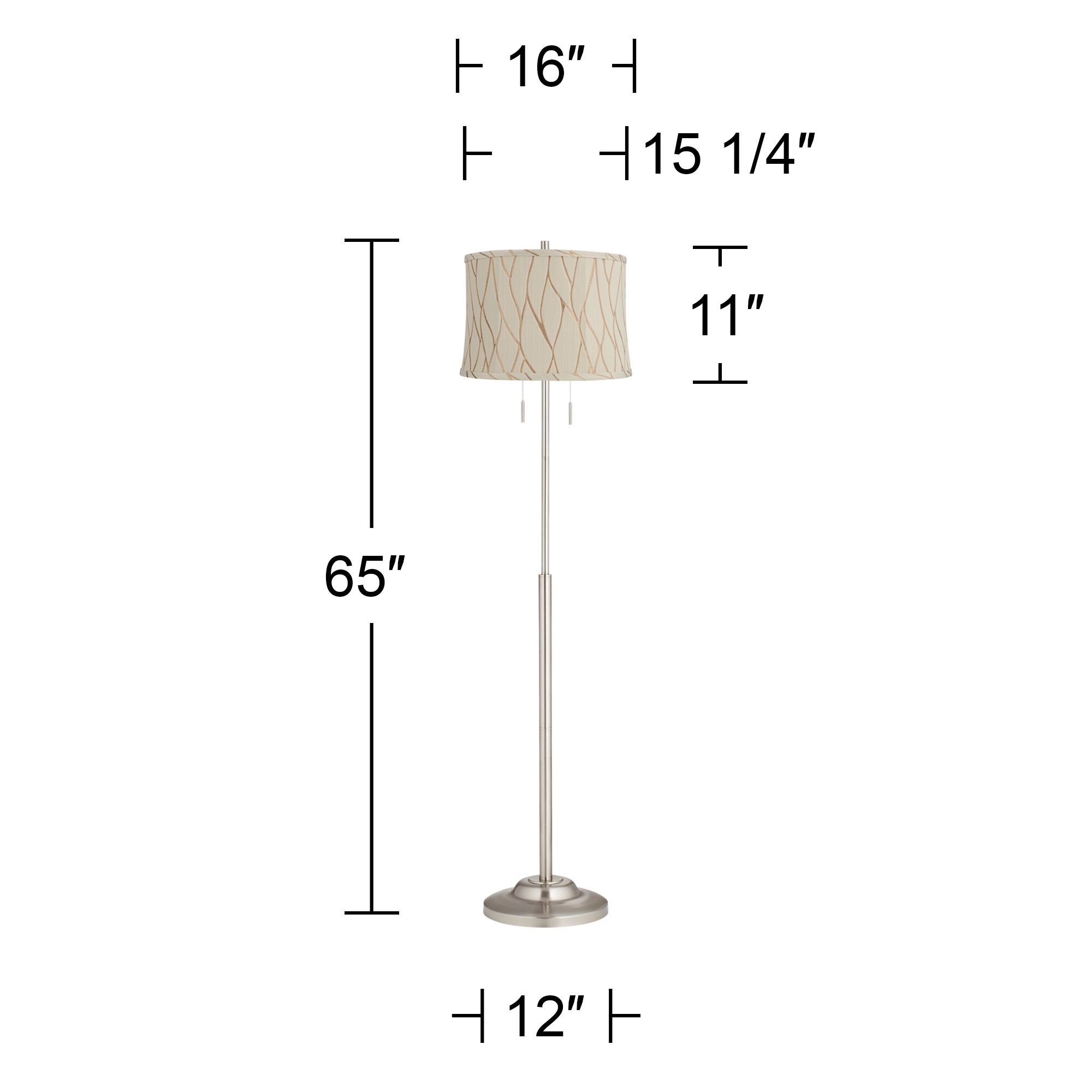 Image 5 Abba 65"H Brushed Steel Kinmen Cream Shade Twin Pull Chain Floor Lamp more views