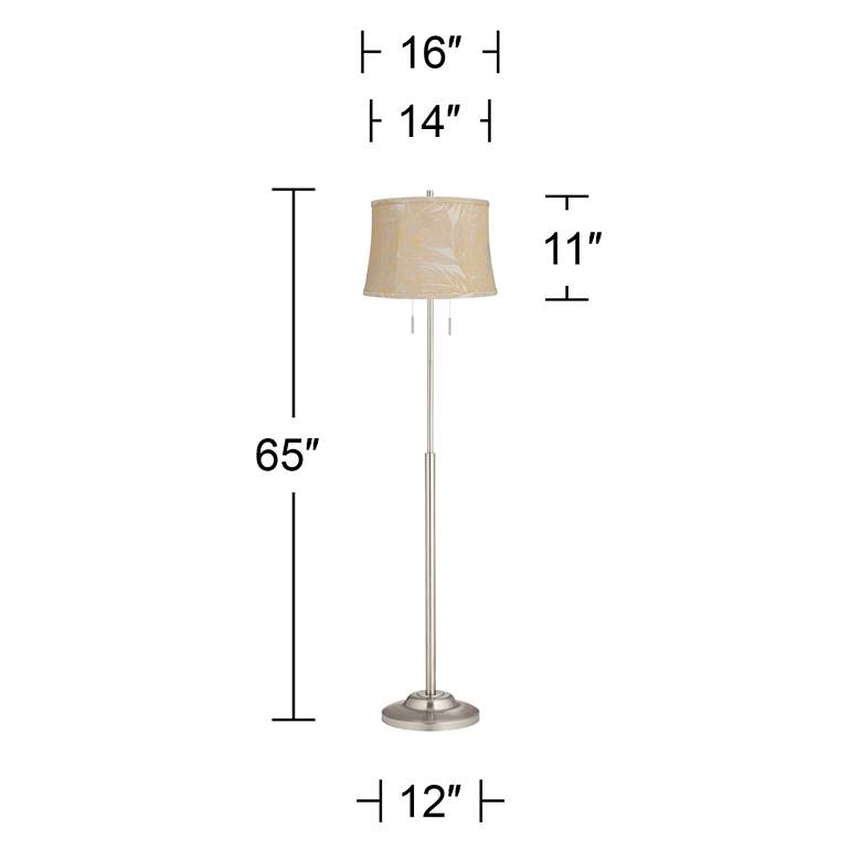 Image 5 Abba 65"H Brushed Steel Bergamo Gold Shade Twin Pull Chain Floor Lamp more views