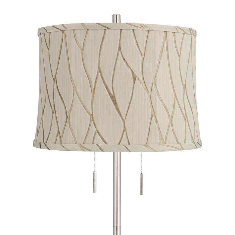 Image 2 Abba 65"H Brushed Steel Kinmen Cream Shade Twin Pull Chain Floor Lamp more views