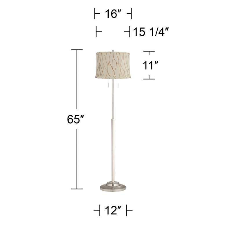 Image 5 Abba 65"H Brushed Steel Kinmen Cream Shade Twin Pull Chain Floor Lamp more views