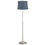 1_Abba 65"H Brushed Steel Nagano Blue Shade Twin Pull Chain Floor Lamp