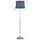Abba 65"H Brushed Steel Nagano Blue Shade Twin Pull Chain Floor Lamp