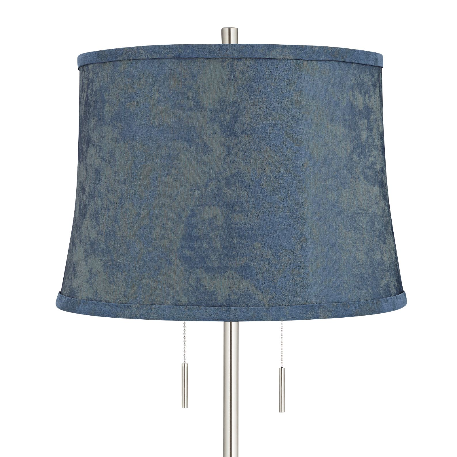 Image 2 Abba 65"H Brushed Steel Nagano Blue Shade Twin Pull Chain Floor Lamp more views