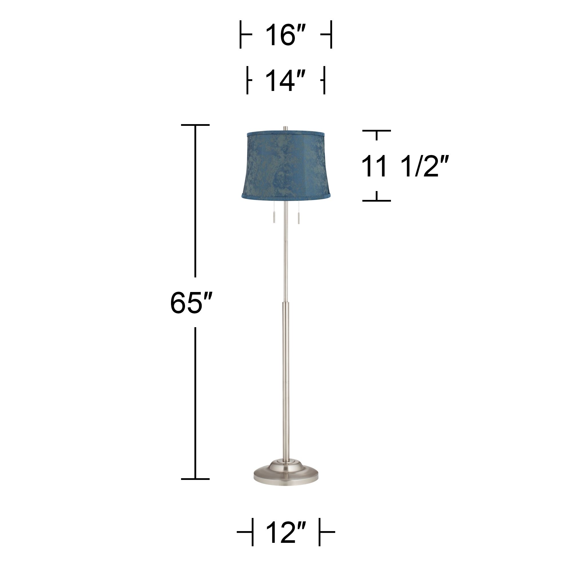 Image 5 Abba 65"H Brushed Steel Nagano Blue Shade Twin Pull Chain Floor Lamp more views