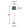 5_Abba 65"H Brushed Steel Nagano Blue Shade Twin Pull Chain Floor Lamp more views