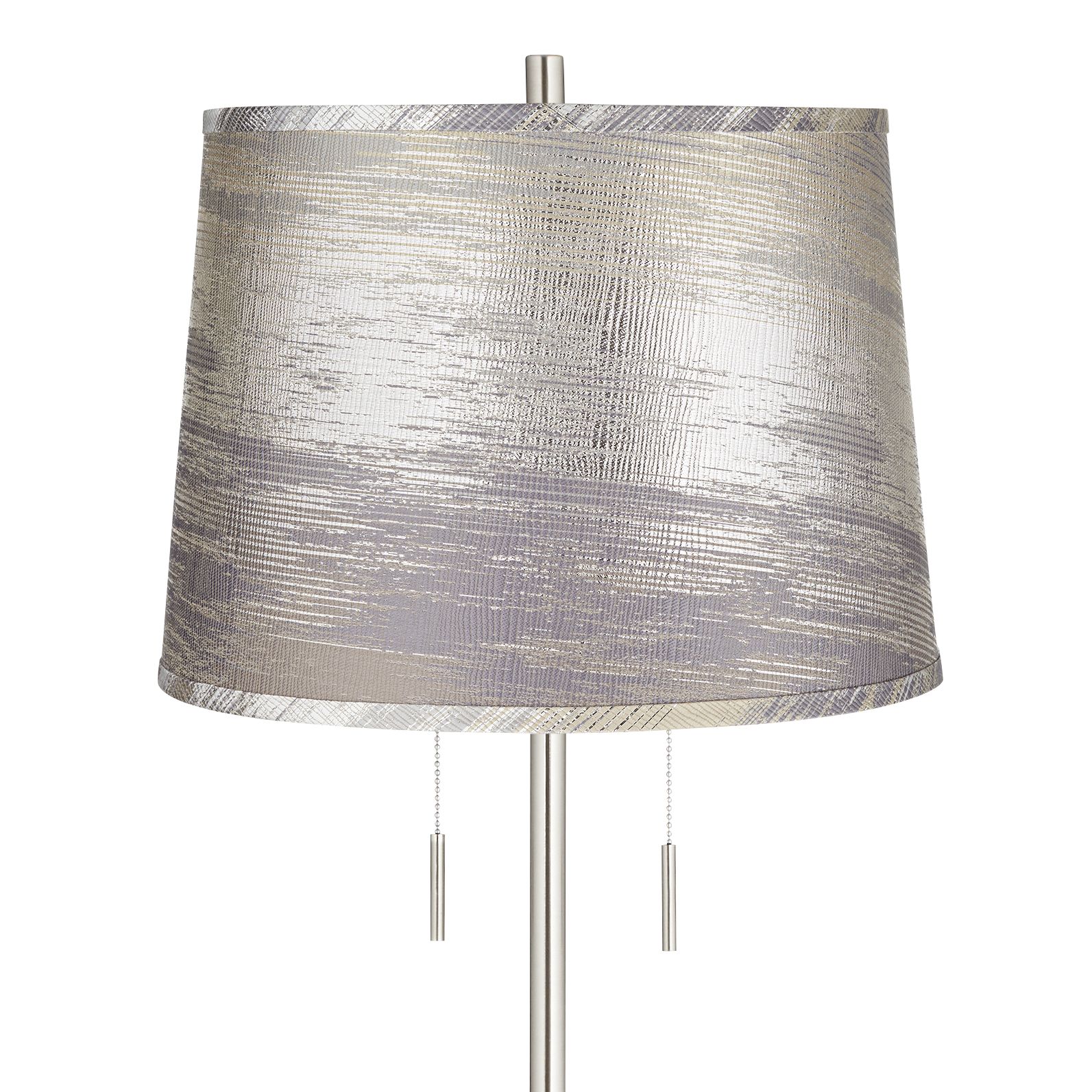 Image 2 Abba 65"H Brushed Steel Silver Gold Shade Twin Pull Chain Floor Lamp more views